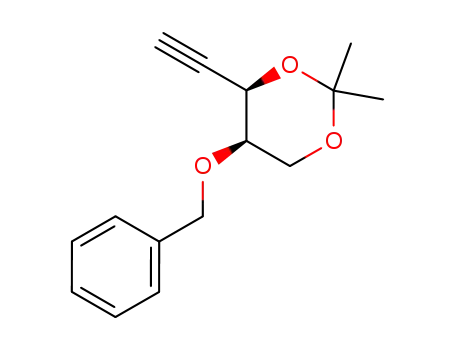 Molecular Structure of 169238-10-2 ((4R,5R)-5-benzyloxy-4-ethynyl-2,2-dimethyl-1,3-dioxane)