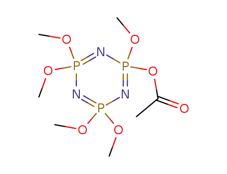 Molecular Structure of 100032-05-1 (Acetic acid 2,4,4,6,6-pentamethoxy-2λ<sup>5</sup>,4λ<sup>5</sup>,6λ<sup>5</sup>-[1,3,5,2,4,6]triazatriphosphinin-2-yl ester)