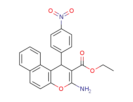 Molecular Structure of 330957-87-4 (ethyl 3-amino-1-(4-nitro phenyl)-1H-benzo[f]chromene-2-carboxylate)