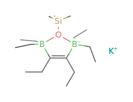 Molecular Structure of 143617-55-4 (potassium B,B,B',B'-tetraethyl-μ-(trimethylsilyloxy)-{(Z)-1,2-diethyl-1,2-ethenediyl}diborate)