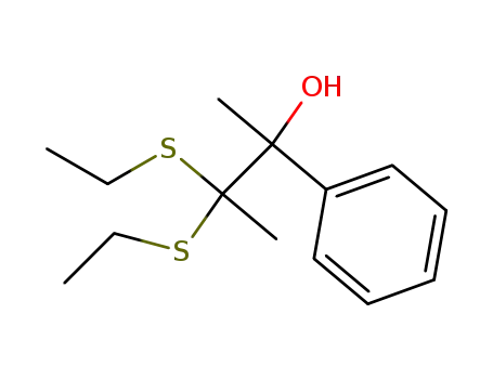 Molecular Structure of 130474-24-7 (3,3-Bis-ethylsulfanyl-2-phenyl-butan-2-ol)