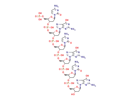 Molecular Structure of 71203-50-4 (C<sub>57</sub>H<sub>74</sub>N<sub>24</sub>O<sub>37</sub>P<sub>6</sub>)