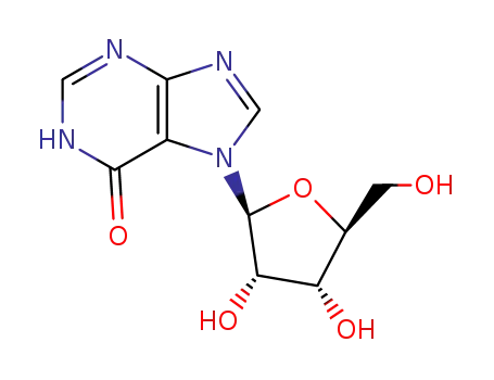 Molecular Structure of 10280-02-1 (7-pentofuranosyl-3,7-dihydro-6H-purin-6-one)