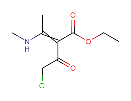 Molecular Structure of 133218-51-6 (2-Butenoic acid, 2-(chloroacetyl)-3-(methylamino)-, ethyl ester, (2E)-)