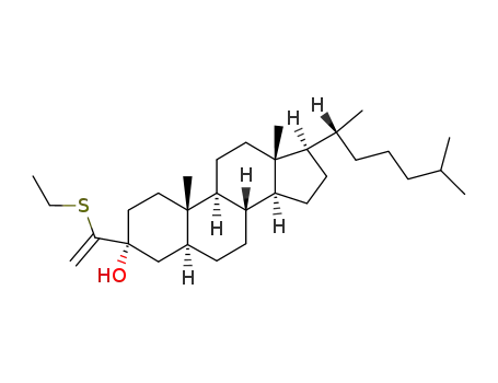 Molecular Structure of 130474-27-0 ((3R,5S,8R,9S,10S,13R,14S,17R)-17-((R)-1,5-Dimethyl-hexyl)-3-(1-ethylsulfanyl-vinyl)-10,13-dimethyl-hexadecahydro-cyclopenta[a]phenanthren-3-ol)