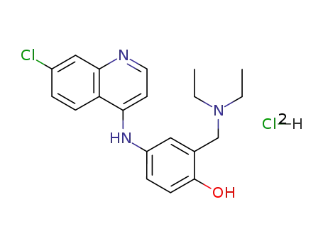 Molecular Structure of 69-44-3 (Phenol,4-[(7-chloro-4-quinolinyl)amino]-2-[(diethylamino)methyl]-, hydrochloride (1:2))