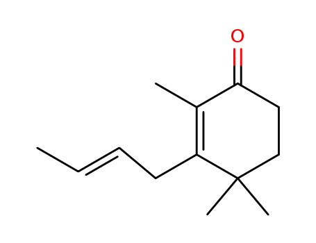 Molecular Structure of 67401-26-7 ((E)-3-(2-butenyl)-2,4,4-trimethylcyclohex-2-en-1-one)