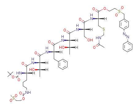2-시스테인, S-[(아세틸아미노)메틸]-N-[N-[N-[N-[N-[N1,1-[(6-디메틸에톡시)카르보닐]-N2-[[2-(메틸술포닐) 에톡시]카르보닐]-l-리실]-l-트레오닐]-l-페닐알라닐]-l-트레오닐]-l-세릴]-, 4-[[[XNUMX-(페닐아조)페닐]메틸]술포닐]에틸 에스테르