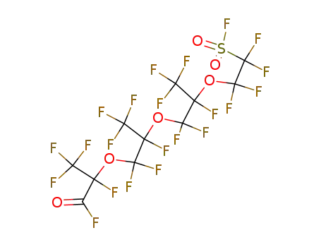 Molecular Structure of 4628-44-8 (Propanoyl fluoride,
2,3,3,3-tetrafluoro-2-[1,1,2,3,3,3-hexafluoro-2-[1,1,2,3,3,3-hexafluoro-2-
[1,1,2,2-tetrafluoro-2-(fluorosulfonyl)ethoxy]propoxy]propoxy]-)