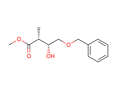 Molecular Structure of 112638-29-6 (Butanoic acid, 3-hydroxy-2-methyl-4-(phenylmethoxy)-, methyl ester,
(2R,3R)-)