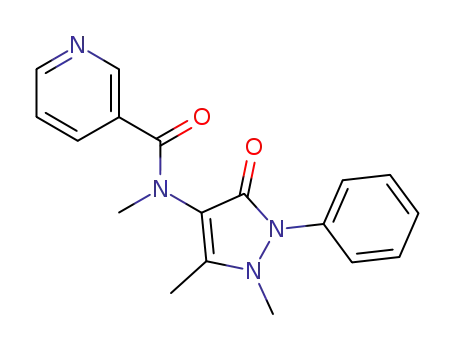 Molecular Structure of 34760-49-1 (N-(2,3-dihydro-1,5-dimethyl-3-oxo-2-phenyl-1H-pyrazol-4-yl)-N-methylnicotinamide)