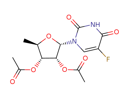 Molecular Structure of 76462-83-4 (1-(5-Deoxy-2,3-di-O-acetyl-α-D-ribofuranosyl)-5-fluor-uracil)