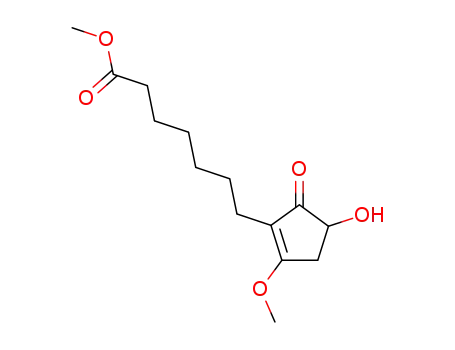 Molecular Structure of 32561-42-5 (1-Cyclopentene-1-heptanoic acid, 4-hydroxy-2-methoxy-5-oxo-, methyl
ester)