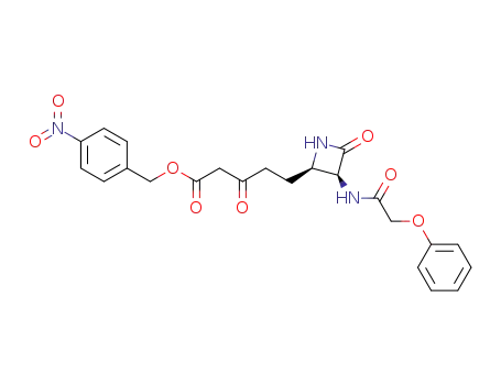 Molecular Structure of 124831-38-5 (cis-β,4-dioxo-3-[(phenoxyacetyl)amino]-2-azetidinepentanoic acid, (4-nitrophenyl)methyl ester)