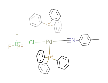 Molecular Structure of 110313-88-7 (trans-{(PPh<sub>3</sub>)2Pd(CNC<sub>6</sub>H<sub>4</sub>-p-Me)Cl}BF<sub>4</sub>)