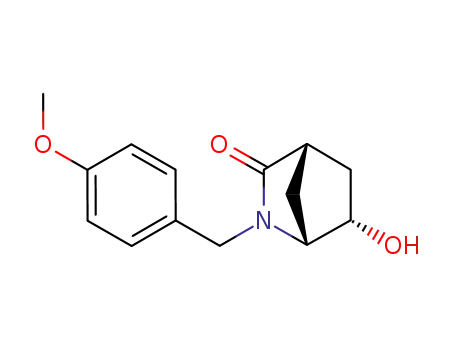 Molecular Structure of 168773-55-5 ((1R,4S,6S)-6-Hydroxy-2-(p-methoxybenzyl)-2-azabicyclo<2.2.1>-3-heptanone)