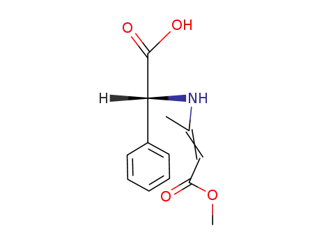 Molecular Structure of 40778-79-8 (3-[((<i>R</i>)-carboxy-phenyl-methyl)-amino]-but-2-enoic acid methyl ester)