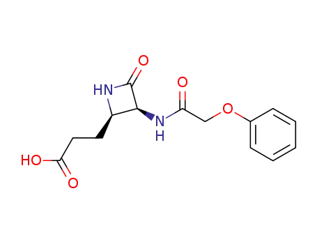 Molecular Structure of 124831-37-4 (cis-4-oxo-3-[(phenoxyacetyl)amino]-2-azetidinepropanoic acid)
