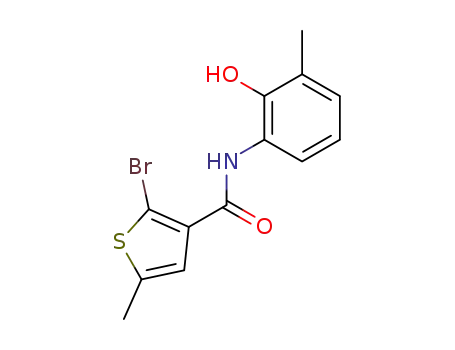 Molecular Structure of 440359-53-5 (2-bromo-N-(2-hydroxy-3-methylphenyl)-5-methyl-3-thiophenecarboxamide)