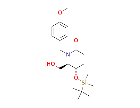 Molecular Structure of 168773-44-2 ((5S,6R)-1-(p-Methoxybenzyl)-5-<(tert-butyldimethylsilyl)oxy>-6-(hydroxymethyl)-2-piperidinone)