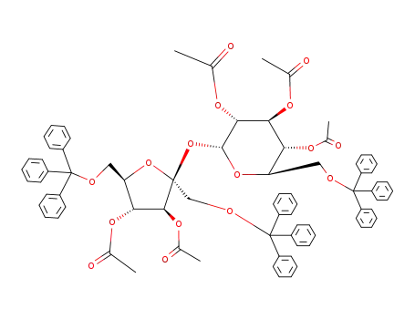 Molecular Structure of 35867-26-6 (3,4-di-O-acetyl-1,6,6'-tri-O-tribenzylsucrose triacetate)