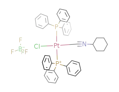 Molecular Structure of 110313-80-9 (trans-{(PPh<sub>3</sub>)2Pt(CNC<sub>6</sub>H<sub>11</sub>)Cl}BF<sub>4</sub>)