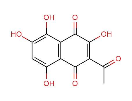 Molecular Structure of 3718-80-7 (2-Acetyl-3,5,6,8-tetrahydroxy-1,4-naphthoquinone)