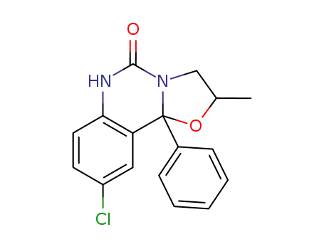 Molecular Structure of 80171-03-5 (9-chloro-2-methyl-10b-phenyl-2,3,6,10b-tetrahydro-5H-oxazolo<3,2-c>quinazolin-5-one)