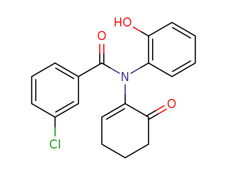 Molecular Structure of 85969-41-1 (3-Chloro-N-(2-hydroxy-phenyl)-N-(6-oxo-cyclohex-1-enyl)-benzamide)