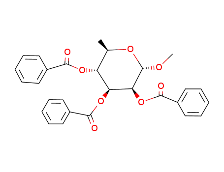 Molecular Structure of 7512-03-0 (methyl 2,3,4-tri-O-benzoyl-6-deoxyhexopyranoside)