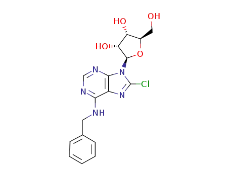 Molecular Structure of 1427459-38-8 (6-benzylamino-8-chloro-9-(β-D-ribofuranosyl)purine)