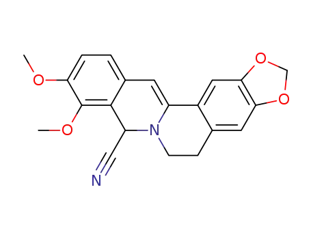 Molecular Structure of 113975-46-5 (9,10-dimethoxy-5,6,7,8-tetrahydro-2H-1,3-dioxolano[4,5-g]isoquinolino[3,2-a]isoquinoline-8-carbonitrile)