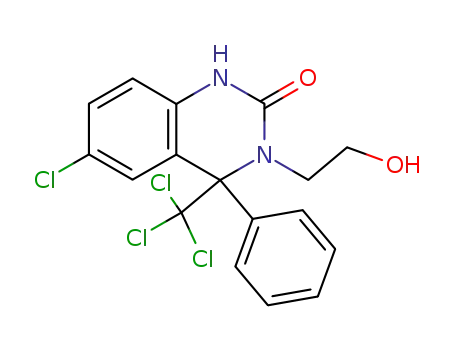 Molecular Structure of 80171-01-3 (6-chloro-3,4-dihydro-3-(2-hydroxyethyl)-4-phenyl-4-trichloromethyl-2(1H)-quinazolinone)