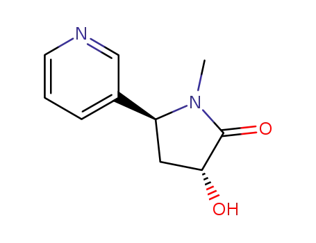 Molecular Structure of 34834-67-8 (3-hydroxy-1-methyl-5-pyridin-3-yl-pyrrolidin-2-one)