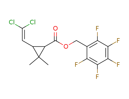 Molecular Structure of 67640-14-6 (2,3,4,5,6-Pentafluorobenzyl 3-(2,2-dichlorovinyl)-2,2-dimethylcyclopropanecarboxylate)