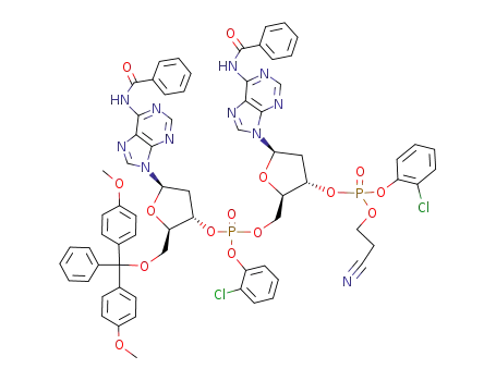N-ベンゾイル-5′-O-[N-ベンゾイル-5′-O-[ビス(4-メトキシフェニル)フェニルメチル]-2′-デオキシ-3′-アデノシルオキシ(2-クロロフェニルオキシ)ホスフィニル]-2′-デオキシ-3′-アデニル酸2-クロロフェニル2-シアノエチル