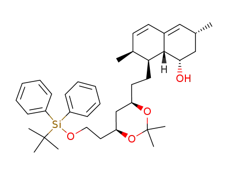 Molecular Structure of 116996-45-3 (<1S-<1α,3α,7β,8β(4S<sup>*</sup>,6R<sup>*</sup>),8aβ>>-8-<2-<6-<2-<<(1,1-dimethylethyl)diphenylsilyl>oxy>ethyl>-2,2-dimethyl-1,3-dioxan-4-yl>ethyl>-1,2,3,7,8,8a-hexahydro-3,7-dimethyl-1-naphthalenol)