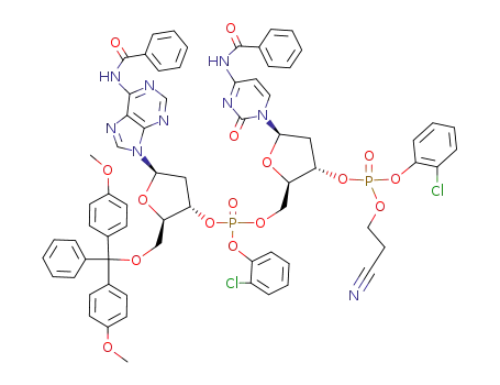 3-Cytidylic acid, N-benzoyl-5-O-(bis(4-methoxyphenyl)phenylmethyl)-P-(2-chlorophenyl)-2-deoxyadenylyl-(3.5)-N-benzoyl-2-deoxy-, 2-chlorophenyl 2-cyanoethyl ester