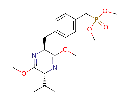 Molecular Structure of 140866-79-1 ([4-((2S,5R)-5-Isopropyl-3,6-dimethoxy-2,5-dihydro-pyrazin-2-ylmethyl)-benzyl]-phosphonic acid dimethyl ester)
