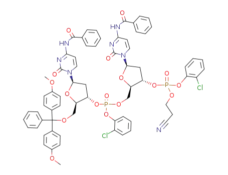 3-Cytidylic acid, N-benzoyl-5-O-(bis(4-methoxyphenyl)phenylmethyl)-P-(2-chlorophenyl)-2-deoxycytidylyl-(3.5)-N-benzoyl-2-deoxy-, 2-chlorophenyl 2-cyanoethyl ester