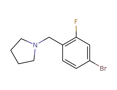 Molecular Structure of 283173-83-1 (1-(4-BROMO-2-FLUOROBENZYL)PYRROLIDINE, 98% MIN.)
