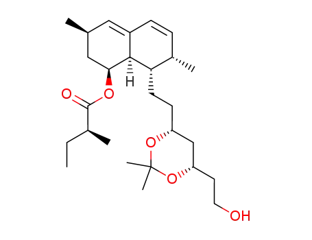 Molecular Structure of 116996-47-5 (<1S-<1α(R<sup>*</sup>),3α,7β,8β(4S<sup>*</sup>,6R<sup>*</sup>),8aβ>>-1,2,3,7,8,8a-hexahydro-8-<2-<6-(2-hydroxyethyl)-2,2-dimethyl-1,3-dioxan-4-yl>ethyl>-3,7-dimethyl-1-naphthalenyl 2-methylbutanoate)