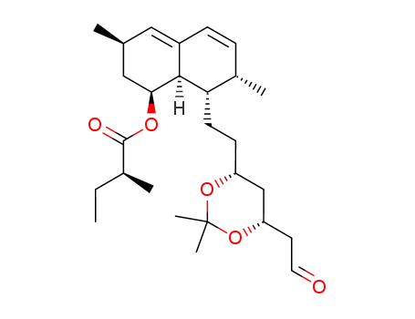 Molecular Structure of 116996-48-6 (<1S-<1α(R<sup>*</sup>),3α,7β,8β(4S<sup>*</sup>,6R<sup>*</sup>),8aβ>>-8-<2-<2,2-dimethyl-6-(2-oxoethyl)-1,3-dioxan-4-yl>ethyl>-3,7-dimethyl-1,2,3,7,8,8a-hexahydro-1-naphthalenyl 2-methylbutanoate)