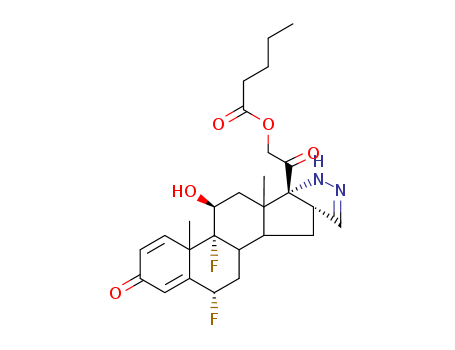 Pregna-1,4-dieno[17,16-c]pyrazole-3,20-dione,6,9-difluoro-2',16-dihydro-11-hydroxy-21-[(1-oxopentyl)oxy]-, (6a,11b,16b)- (9CI)