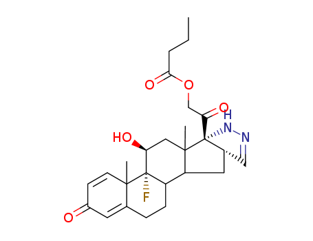 Pregna-1,4-dieno[17,16-c]pyrazole-3,20-dione,9-fluoro-2',16-dihydro-11-hydroxy-21-(1-oxobutoxy)-, (11b,16b)- (9CI)