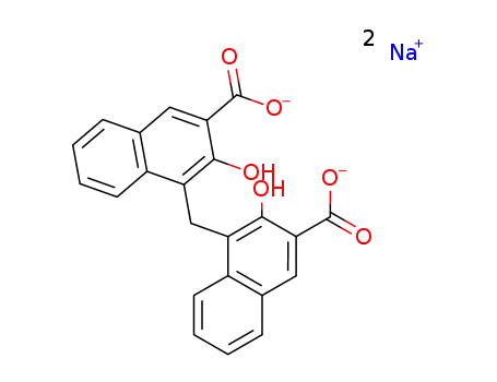 Molecular Structure of 6640-22-8 (4,4'-Methylenebis(3-hydroxy-2-naphthoic acid) disodium salt)