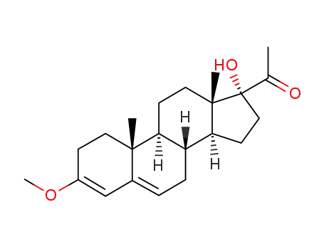 Molecular Structure of 1048-89-1 (3,5-pregnadien-3,17-diol-20-one-3-methyl ether)