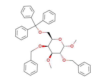 Molecular Structure of 83075-47-2 (methyl 2,4-di-O-benzyl-3-O-methyl-6-O-trityl-α-D-galactopyranoside)