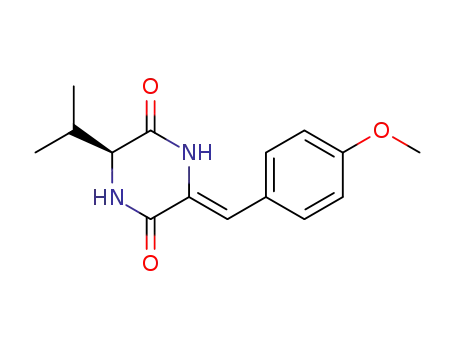Molecular Structure of 180844-13-7 ((S,Z)-3-benzylidene-6-isopropylpiperazine-2,5-dione)