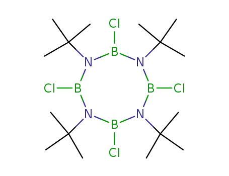 Molecular Structure of 4262-38-8 (1,3,5,7-Tetra-tert-butyl-2,4,6,8-tetrachloro-[1,3,5,7,2,4,6,8]tetrazatetraborocane)